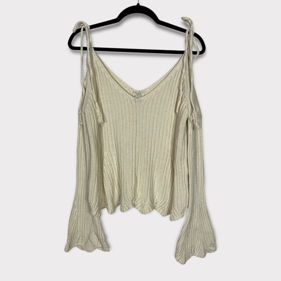 Torn by Ronny Kobo Knit Sweater Medium Festival Boho Coquette Preppy Feminine - Picture 1 of 9